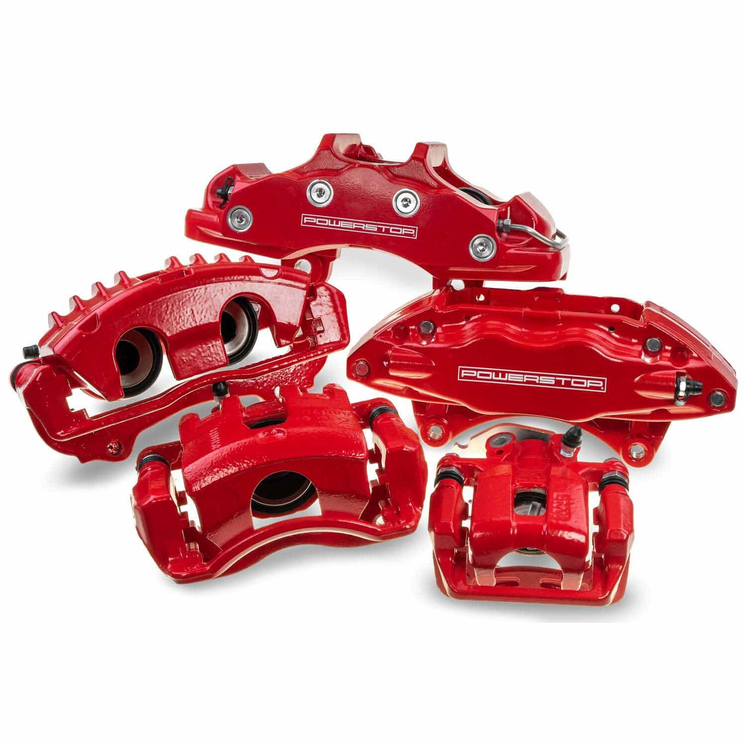 Power Stop S1704 High-Temp Red Powder Coated Caliper Pair - Front, Fits Mazda Miata 1994-1997 & 1999-2005