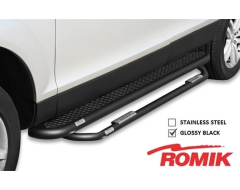 Romik 5 in. Running Board With Add-On Nerf Bar - Black Powder Coated