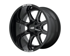Moto Metal MO970 Series Wheels - Gloss black with milled spoke & moto metal on lip