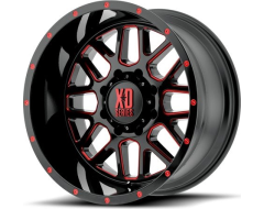 XD Series Wheels XD820 GRENADE - Satin Black - Milled with red clear coat