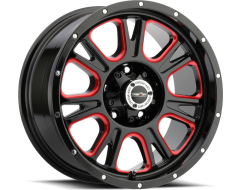 Vision Wheels 399 Fury - Gloss Black - Ball Cut Machined with Red Tint