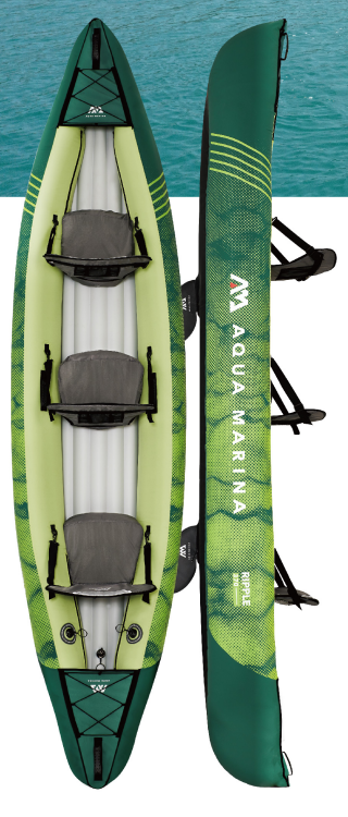 Aquamarina RI-370 - Ripple Inflatable Kayak & Canoe 3 Person 12"2"x33"
