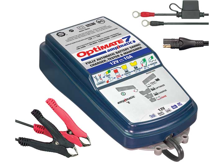 Tecmate OPTIMATE 7 AMPMATIC (V2) SILVER 9 STEP, AUTOMATIC BATTERY SAVING CHARGER, TESTER & MAINTAINER
