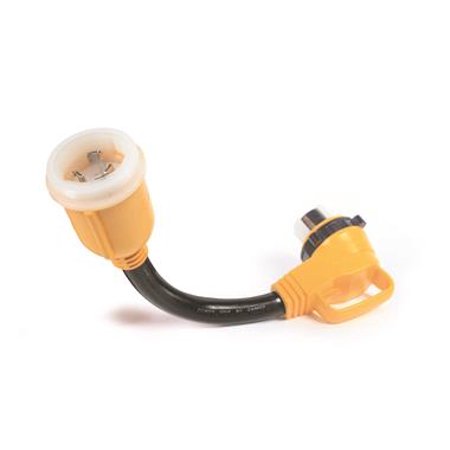 Camco 55572 50M/50F AMP LOCKING ADAPTER POWERGRIP 90 DEGREE 18IN Camco 55572 50M/50F AMP LOCKING ADAPTER POWERGRIP 90 DEGREE 18IN